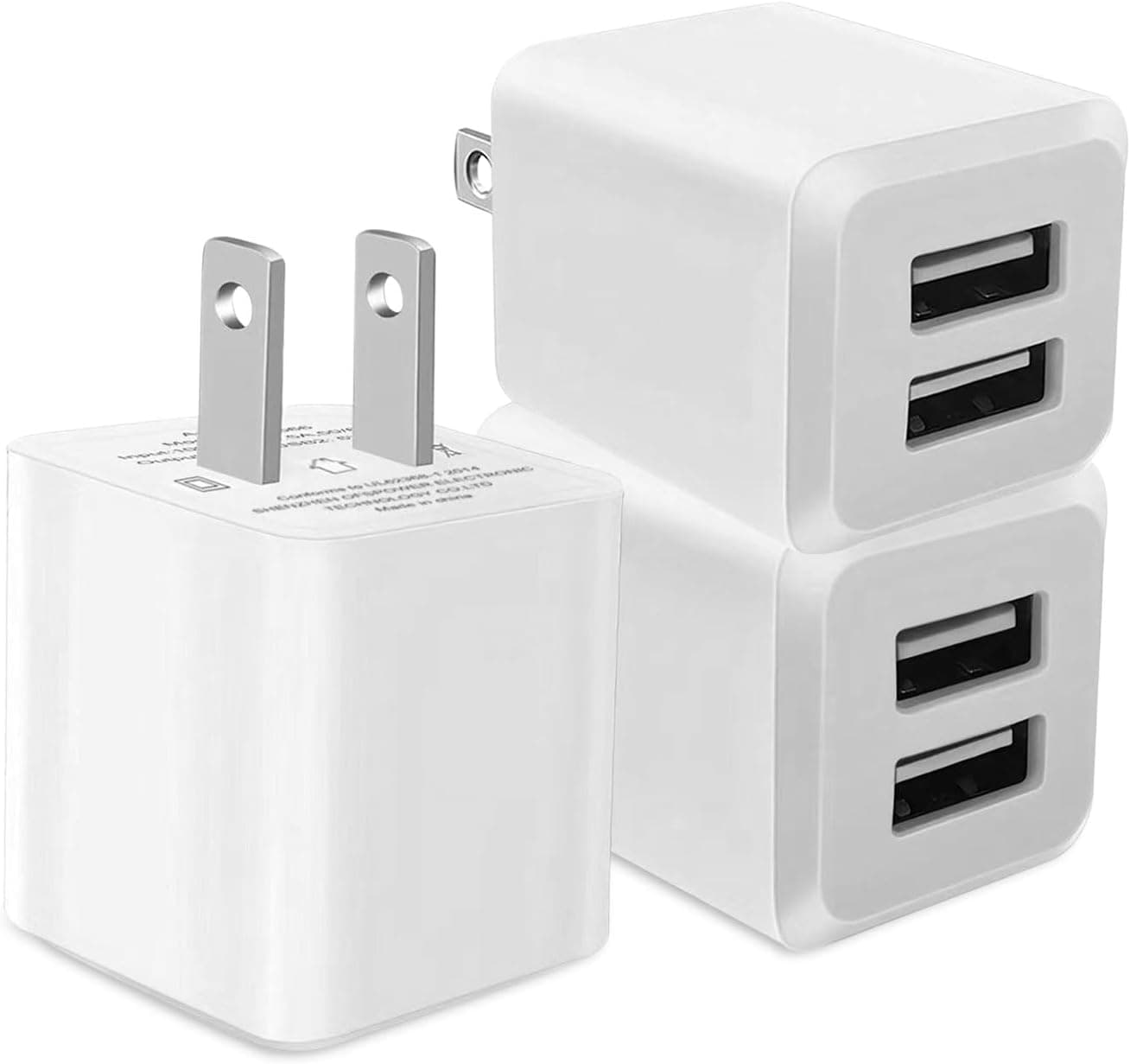 Dual-Port USB-A Wall Charger Cube