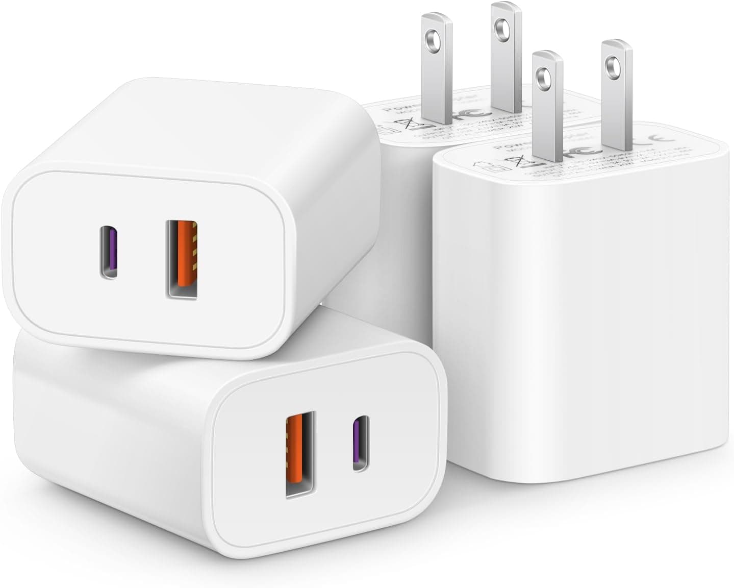 20W Dual-Port Charger Block, 4-pack