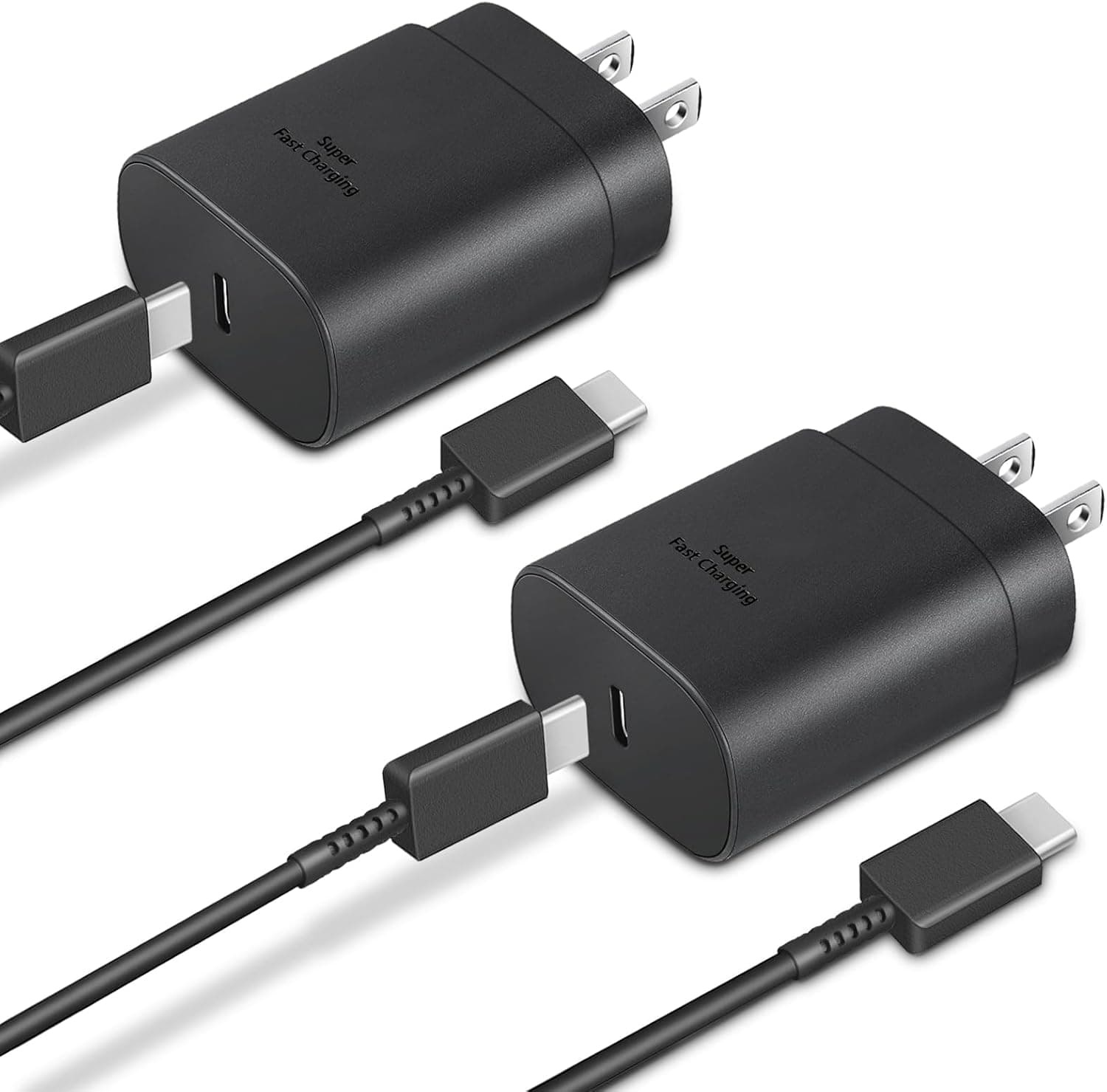 25W USB-C Charger with 6 ft Cable, 2-pack