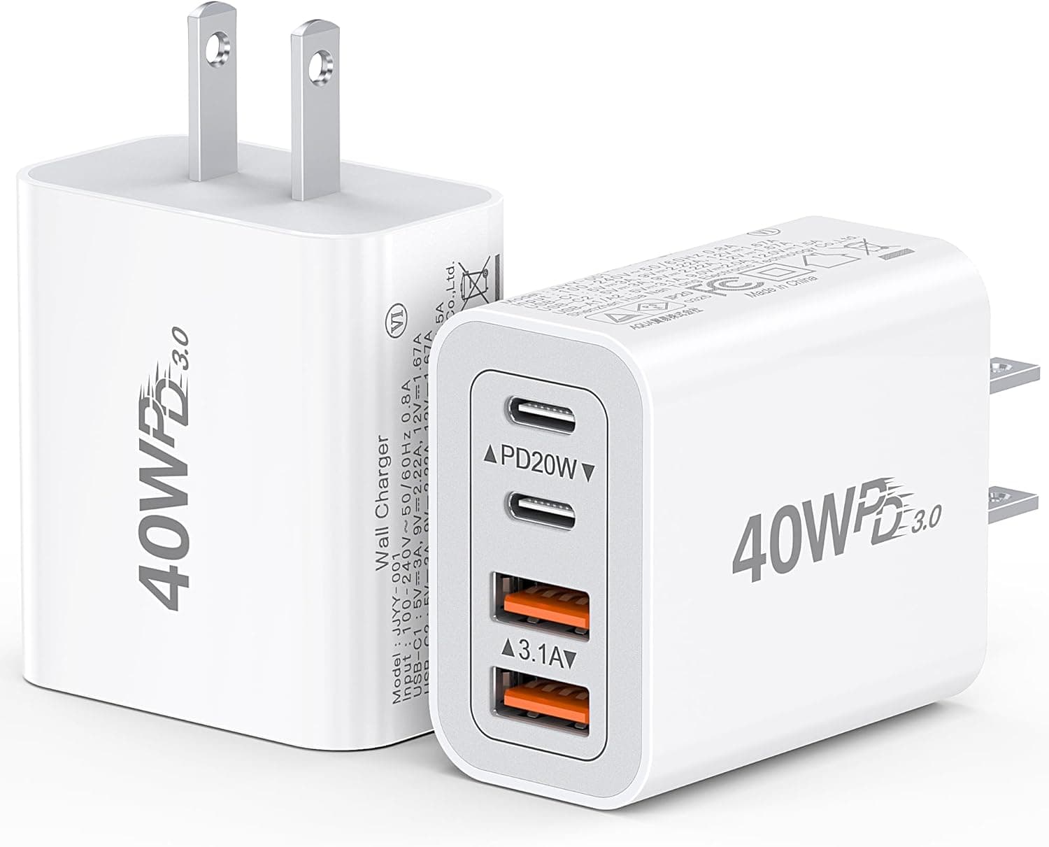 40W USB-C Multiport Charger Cube, 2-pack
