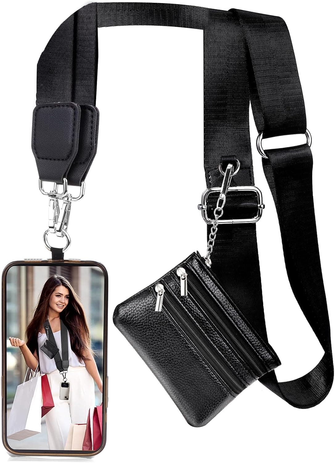 XANGNIER Crossbody Strap with Zip Pouch